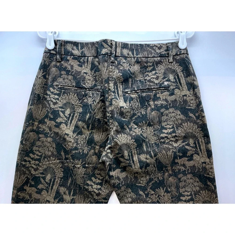 Masons New York Slim‎ Jacquard Brocade Jungle Animal Print Pants Safari Italian